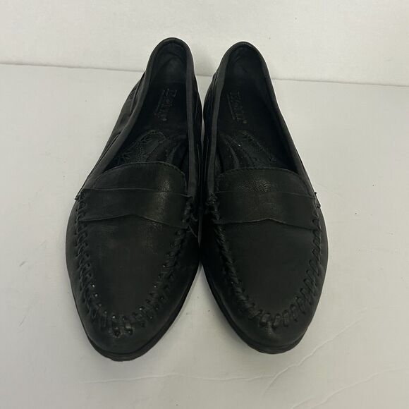 Born Black Leather Penny Loafers Slip On Shoes Flats W3310 - Picture 3 of 8